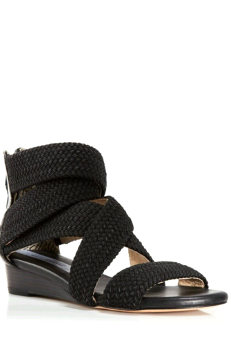 Matt Bernson Delphine Textile Crisscross Wedge Sandal Black Knot Size 7 $199 - Afbeelding 1 van 11