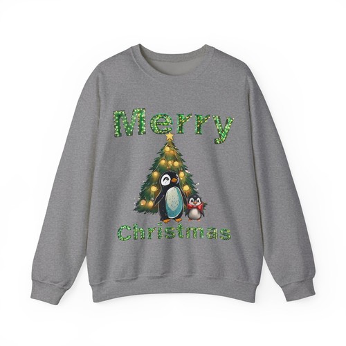 Merry Christmas Penguins Adult Unisex Christmas Sweatshirt/ Christmas Sweater - Picture 8 of 13