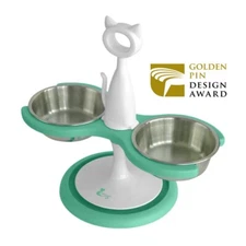 Multi-Cat Anti Ant Raised Feeders with Stainless Steel Bowls By Catswall Design