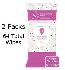 Two 32 Packs Summers Eve Simply Sensitive Cleansing Cloths for Sensitive Skin