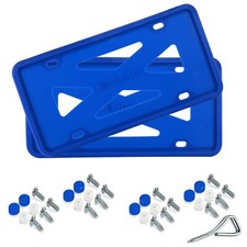 2 Pack Universal Blue Silicone License Plate Frame Rust Rattle Weather Proof