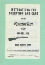 Remington Model 514 Early Owners Manual Reproduction Remington Model 514 Early Owners Manual Reproduction