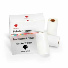 Phomemo Silver Sparkle Transparent Sticker Thermal Papers 50mm Adhesive Labels