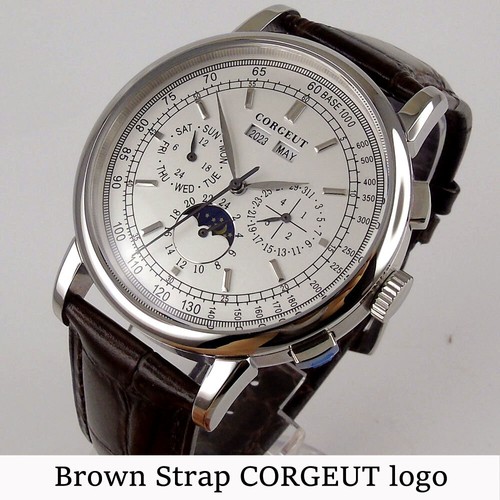 Corgeut 42mm Rose Gold Automatic Mens Watch Week Date Month Year Day/Night - Picture 21 of 38