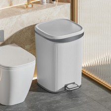 Foot Pedal Bin Plastic Waste Rubbish Trash Can Bathroom Kitchen Dustbin with Lid