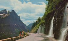 Weeping Wall near Logan Pass Glacier National Park MT Chrome Vintage Post Card