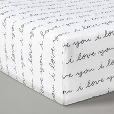 Cloud Island I Love You Crib Sheet White Grey