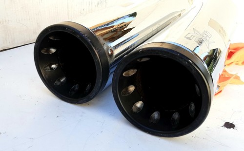 Harley RC Components 17-UP Touring FL RCX 4.5" Chrome Mufflers w/ Black Torx Tip - Picture 8 of 13