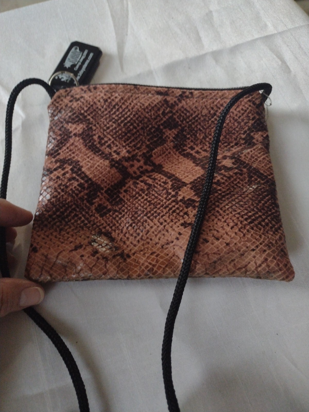 Vintage Python Snake Skin/ Leather Small Crossbod… - image 2