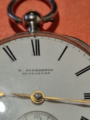 antique silver pocket watch by w, pinkerton dungannon ireland UK