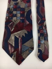 Oscar De La Renta Mens Neck Tie 69.5” 100% Silk Made In USA Multicolor Geometric