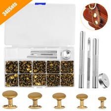 340 Set 5 Sizes DIY Leather Craft Metal Rivet Craft Double Cap with Punch Tools