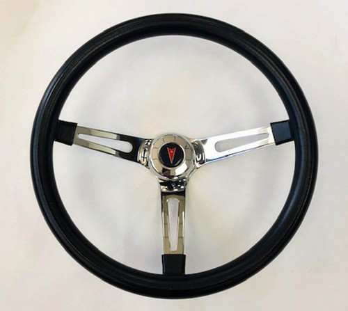 67 68 Grand Prix GTO Firebird Le Mans Catalina Black & Chrome Steering Wheel 15" - Picture 6 of 6