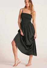 Bobi - Smocked Maxi Dress Army