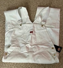 NWT Dickies White Painters Bib Overalls Uniform Pants Size 38 x 32 Excellent