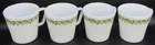 Vintage Pyrex Crazy Daisy Milk Glass Coffee Mug #1410. Set of 4.
