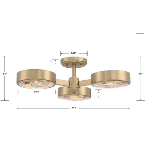 Crystorama ORS-733-MG Orson Semi-Flush Mount Modern Gold - Picture 6 of 7
