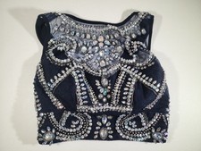 Embellished Navy Blue Choli Top, Size 3/4