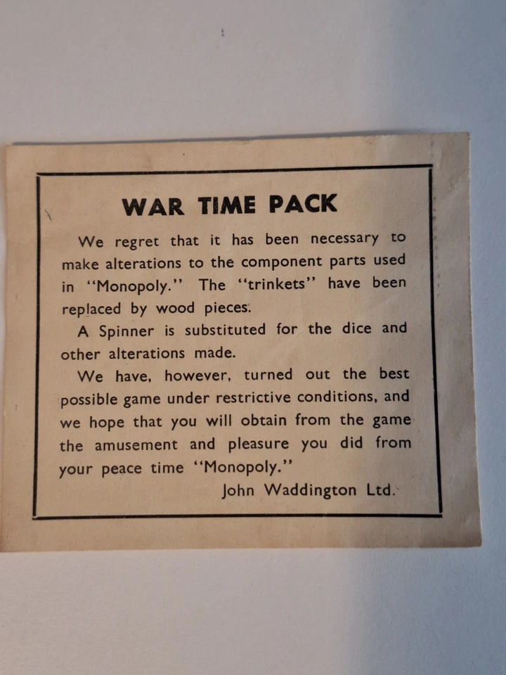 1940s Wartime Monopoly Set With Original Box And Board. Cardboard pieces. - Image 2 of 4