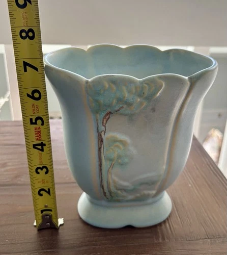 Weller Pottery Scenic Vase 7" Scalloped Rim