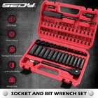64PC 1/4" Drive Impact Socket Wrench Bits Set Metric SAE Deep Shallow Ratchet S2