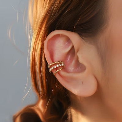 Stilvolle mehrlagige Strass Ear Cuff - trendige Clip-On nicht durchbohrte Ohrring 1 Stck.