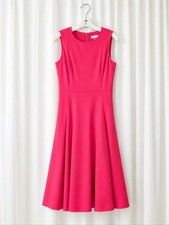 Calvin Klein Stretch Crepe Watermelon Pink Fit & Flare Classic Sleeveless Dress