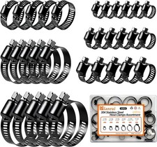 32 PCS Black Hose Clamps Assortment Kit 1/4"–2" (6-51Mm) Hose Clamps Stainless S