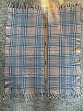 Curvon 100 Wool Blanket No. 15 Pink And Blue Plaid Baby VTG Small Aprox 38 x34