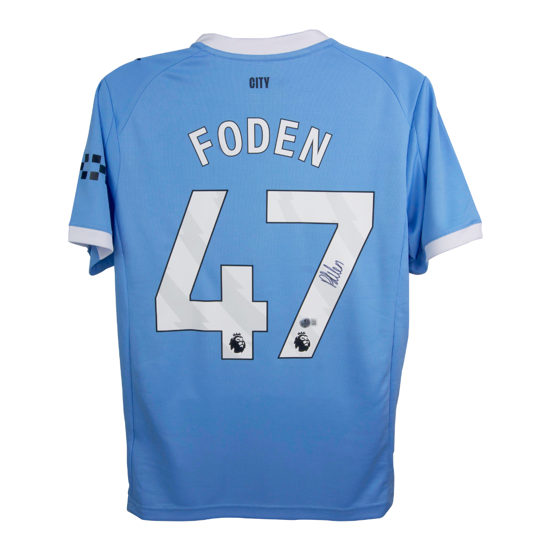 Manchester City FODEN 47 ユニフォーム Phil Foden Signed Manchester City Soccer Jersey #47 with Beckett