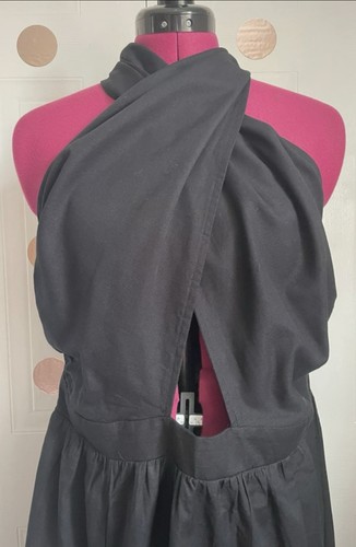River Island black linen summer midi dress size 18