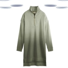 Ex Hush Women’s Sweat Dress Green Long Sleeve Zip Up (Defect)