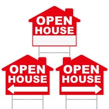 Open House Signs For Real Estate 3-Pack 17x13 Inch Double-Sided Corrugated
