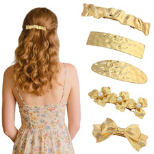 5 Pcs Hair Barrettes for Women,Barrettes for Fine Thin Thick Hair,Metal Relief P
