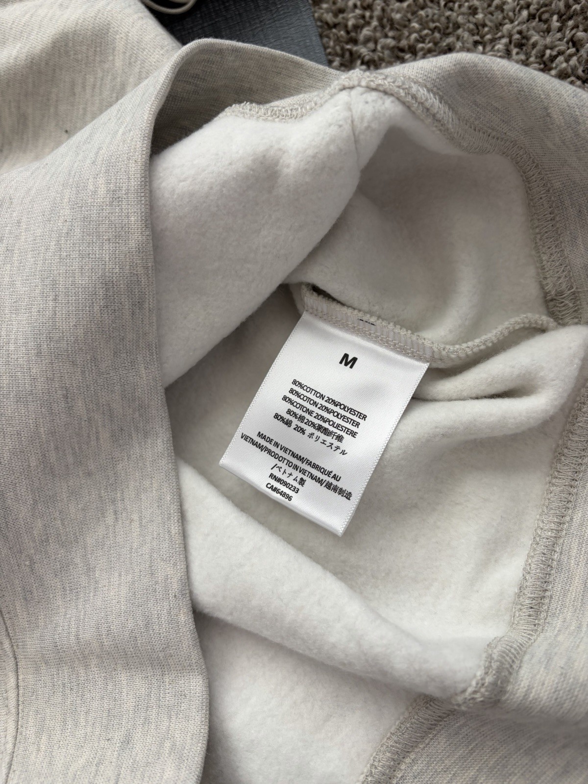 ESSENTIALS Fear of God Light Oatmeal Fleece Hoodie Men's M Logo Pullover thumbnail 7