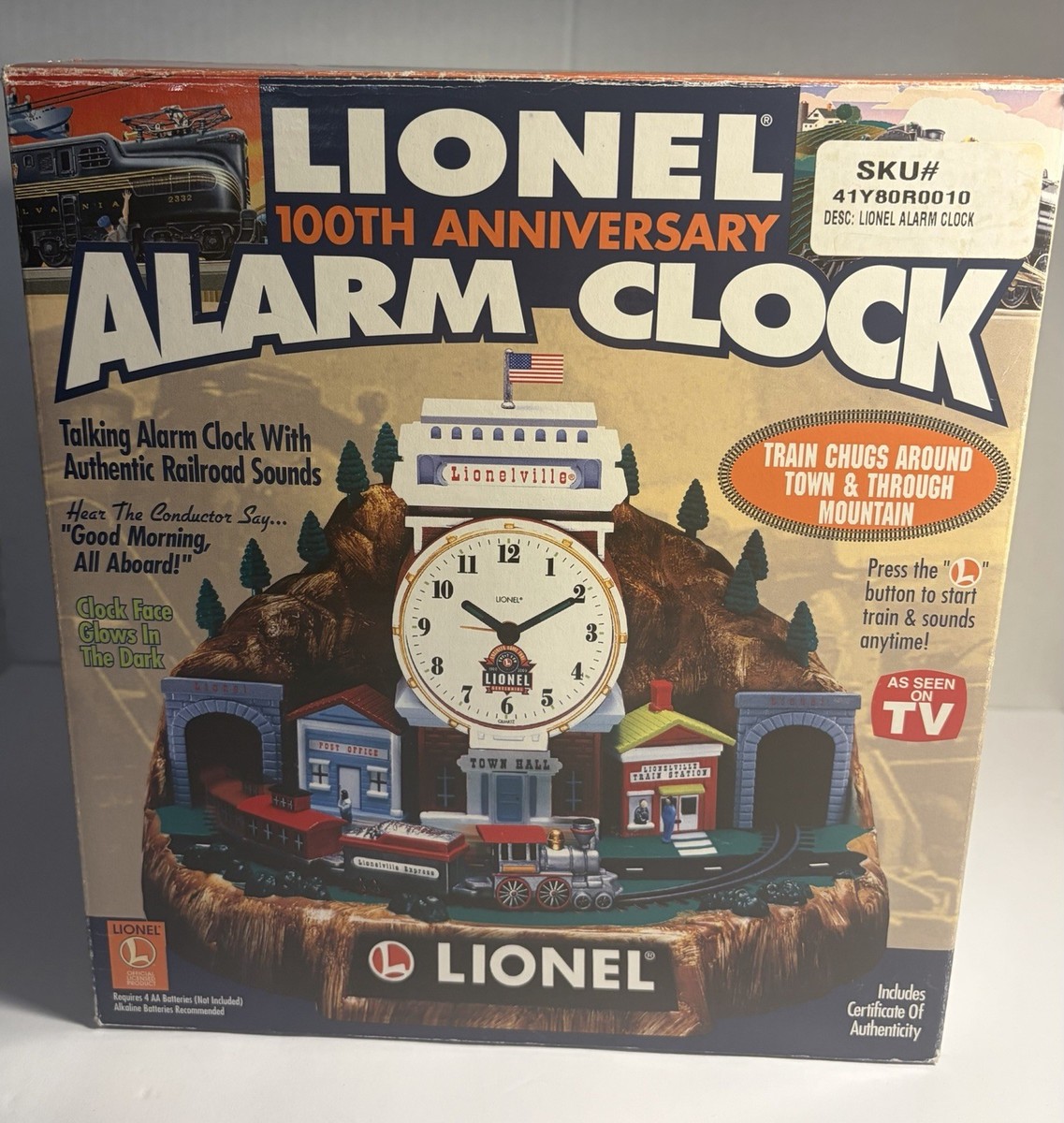 Lionel 100th Anniversary Alarm Clock Talking Clock with Railroad