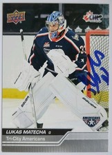 Lukas Matecha Signed 2023-24 Upper Deck CHL Card #36 Tri-City Americans Auto