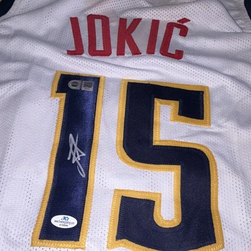Nikola Jokic Signed Nuggets #15 Custom White NBA Jersey Five Star Cert SWAU COA