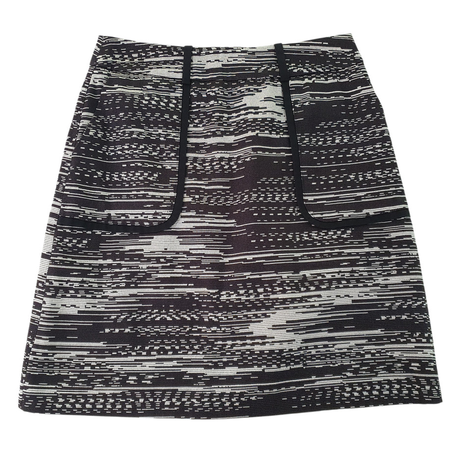 Marcs Size 8 Black Beige Patterned Jacquard Cotton Mix Lined A-Line Skirt