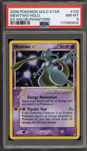 Pokemon Mewtwo Gold Star EX Holon Phantoms Holo Ultra Rare #103 PSA 8