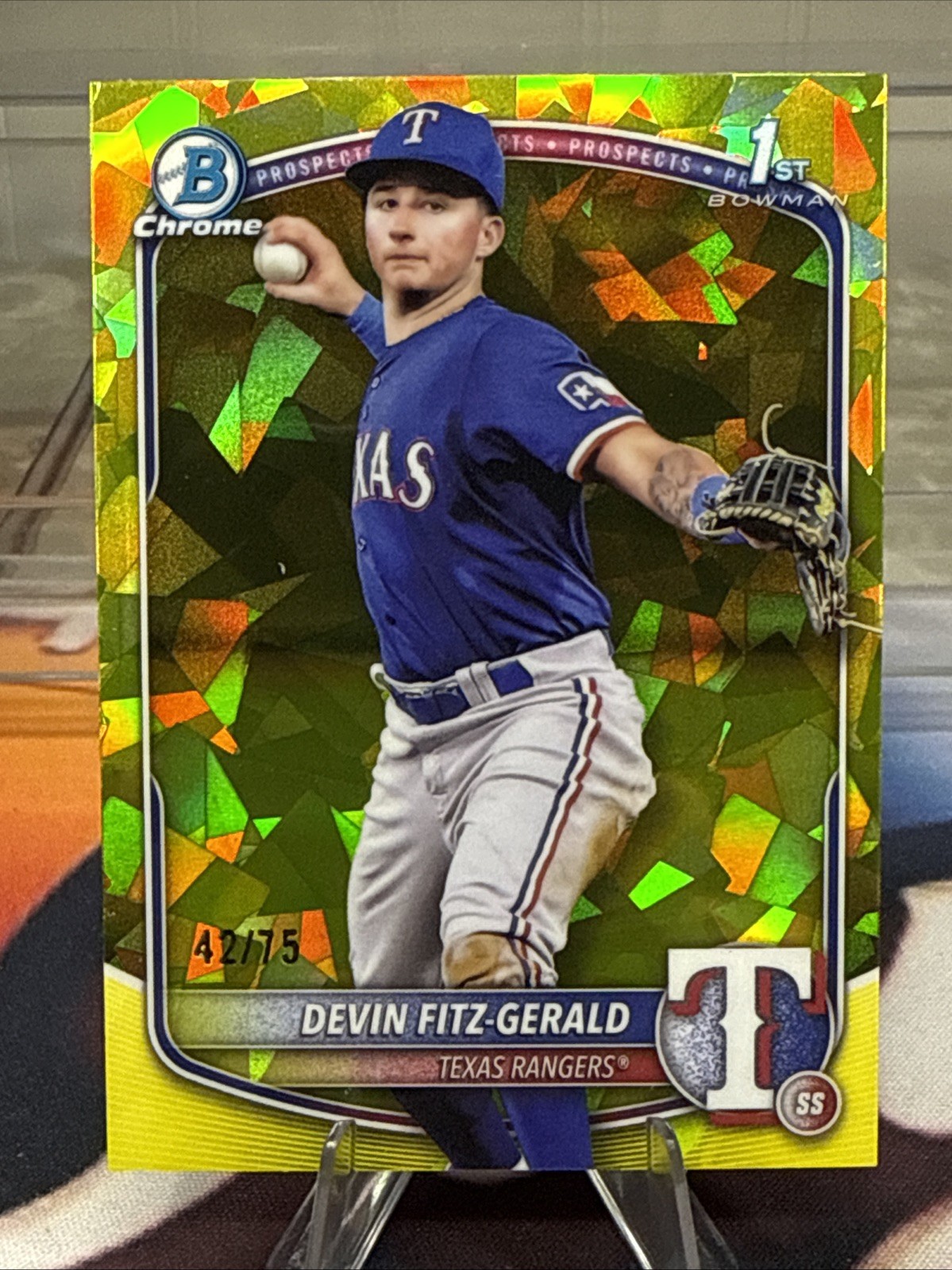 2025 Bowman Chrome Sapphire Devin Fitz-Gerald /75 Yellow Refractor #BCP-158
