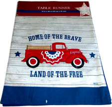 PATRIOTIC Table Runner 13" X 36"  HOME OF THE BRAVE/LAND OF THE FREE