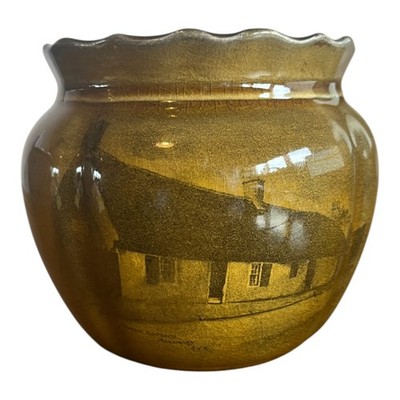 Ridgways Royal Haeger Keramik Vase schöne Glasur golden England runde Form
