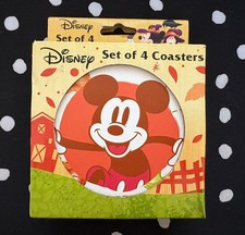 Disney Mickey Minnie Mouse Vintage Style Stone Coasters Set of 4 Round New!