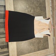Ann Taylor Color Block Sleeveless Shift Dress Camel Tan Black Red Size 12