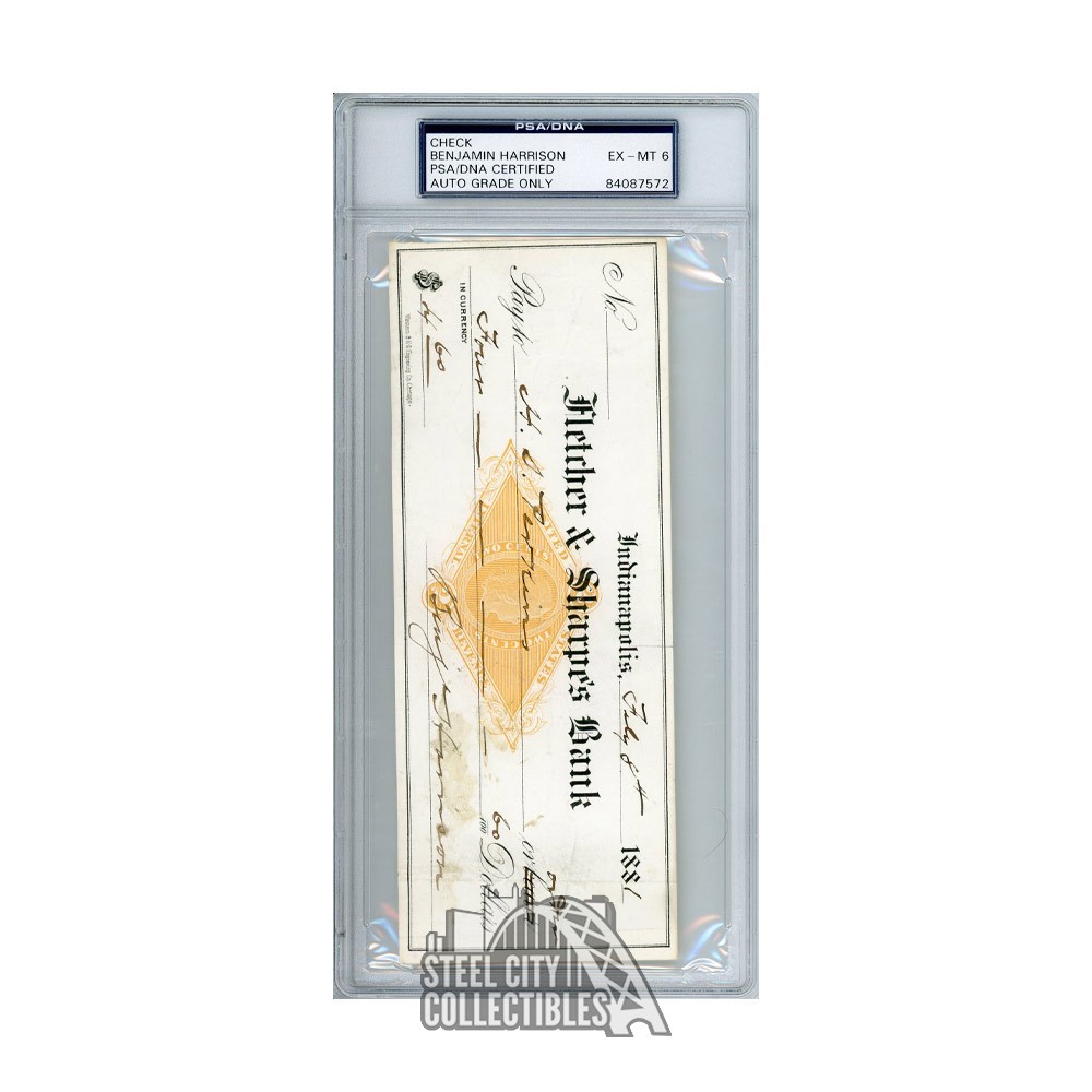 Benjamin Harrison Autographed Signed Check - PSA/DNA 6 EX-MT 
