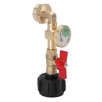 Gas Refill Adapter With Valve And Gauge Brass Gas Bottle Connector Fill 1 Pound