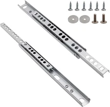 17" Metal Drawer Slides (2-Pack), Ball-Bearing, Dual-Direction, 0.7" Wide