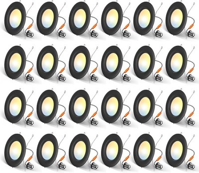 Amico 24 LED Recessed Lights 5/6'' 5CCT 12.5W Dimmable 950LM Retrofit Black Trim