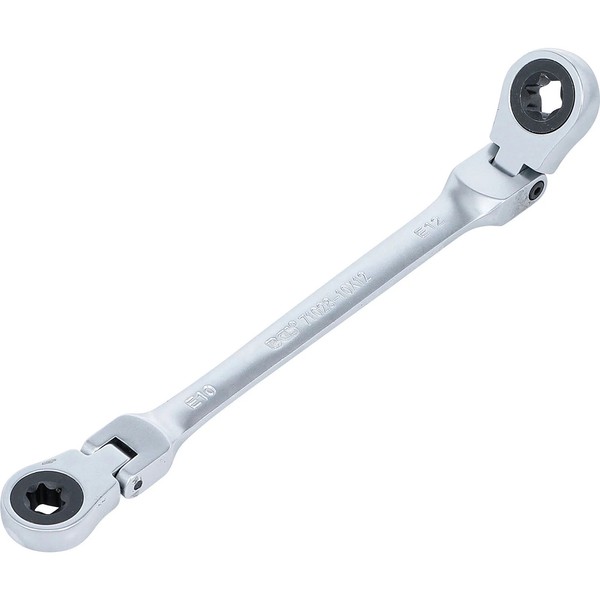 BGS Doppel-Ratschen-RingschlüSsel Abwinkelbar Mit E-Profil RingköPfen SW E10 X E-image